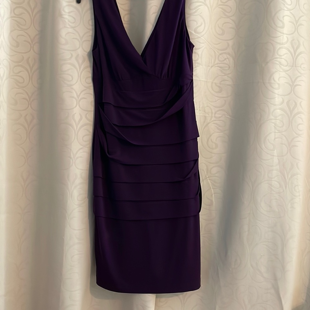 Connected apparel, sleeveless V-neck  purple dress. Sz 12